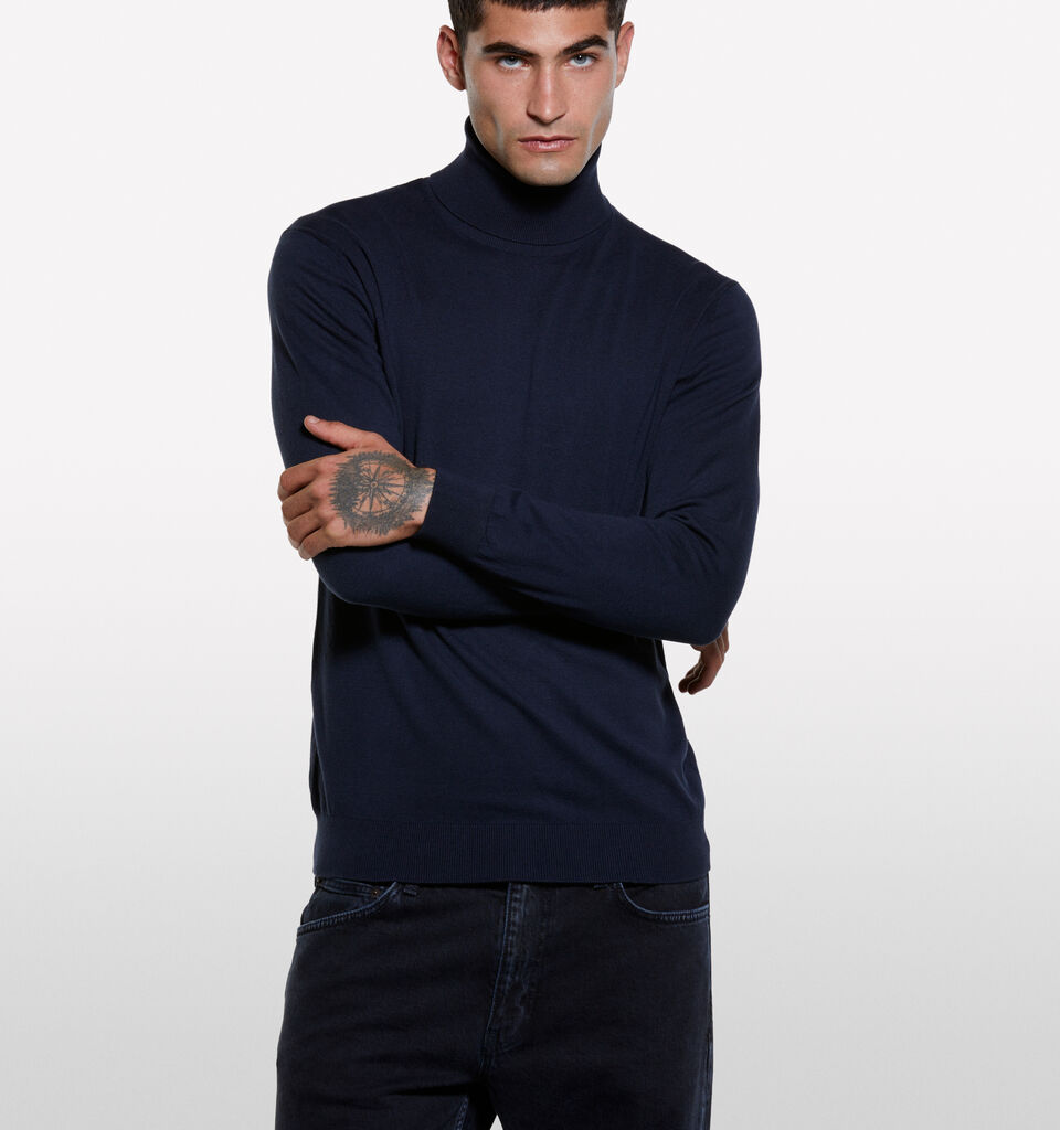 Camisola azul-escuro com gola alta - camisolas gola alta para homem - Azul-Escuro | Sisley image number 3